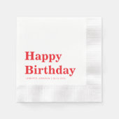 Modern Minimalist Red Birthday Servet (Voorkant)