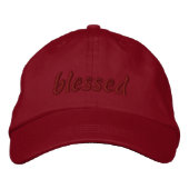 Modern Minimalist Red Blessed Cursive Typography Geborduurde Pet (Voorkant)