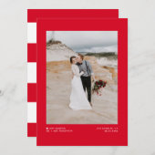 Modern minimalist Red net getrouwd met foto's huwe Aankondiging (Voorkant / Achterkant)