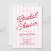 Modern Minimalist Red Pink Stripes Bridal Shower Kaart (Voorkant)