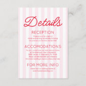 Modern Minimalist Red Pink Stripes Wedding Details Informatiekaartje (Voorkant)