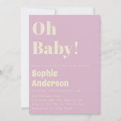 Modern Minimalist Retro Coral Oh Baby Shower Kaart (Voorkant)