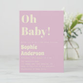 Modern Minimalist Retro Coral Oh Baby Shower Kaart (Staand voorkant)