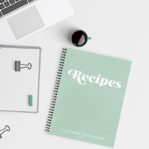 Modern minimalist Retro Typography Green Recipe Notitieboek