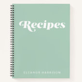 Modern minimalist Retro Typography Green Recipe Notitieboek (Voorkant)