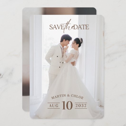 Modern Minimalist Romantic Script Photo Wedding  Kaart (Voorkant / Achterkant)