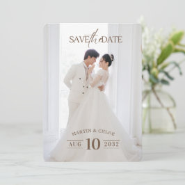 Modern Minimalist Romantic Script Photo Wedding  Kaart