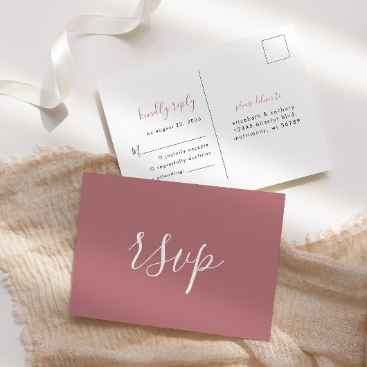 Modern minimalist Roos Wedding RSVP Briefkaart
