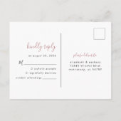 Modern minimalist Roos Wedding RSVP Briefkaart (Achterkant)