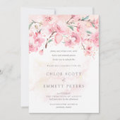 Modern minimalist roze Cherry Blossom Wedding Invi Kaart (Voorkant)