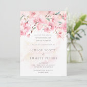 Modern minimalist roze Cherry Blossom Wedding Invi Kaart (Staand voorkant)