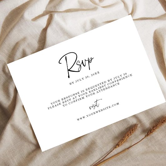 Modern Minimalist RSVP Card with Fine Line Script  Save The Date