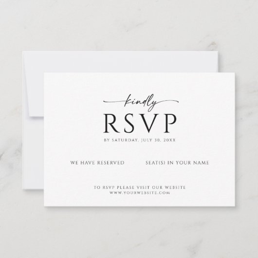 Modern Minimalist RSVP Card with Kindly Script Save The Date (Voorkant)