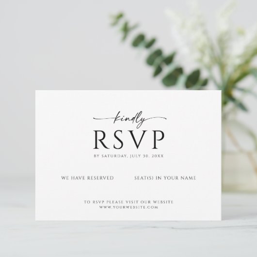 Modern Minimalist RSVP Card with Kindly Script Save The Date (Staand voorkant)