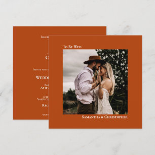 Modern minimalist Rust Oranje Square Photo Weddens Kaart