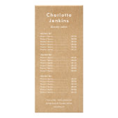 Modern Minimalist Rustic Kraft Salon Service Menu (Voorkant)