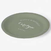 Modern Minimalist Sage Green Birthday  Papieren Bordje (Gekanteld)