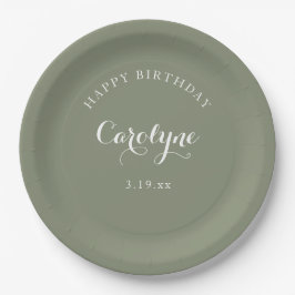 Modern Minimalist Sage Green Birthday  Papieren Bordje