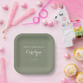 Modern Minimalist Sage Green Birthday  Papieren Bordje (Feest)