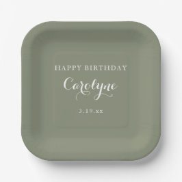 Modern Minimalist Sage Green Birthday  Papieren Bordje