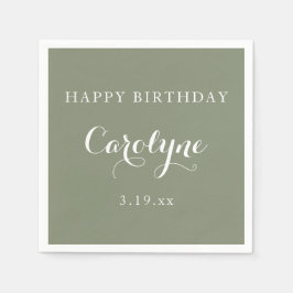 Modern Minimalist Sage Green Birthday  Servet