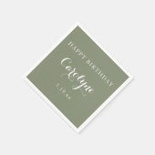 Modern Minimalist Sage Green Birthday Servet (Hoek)