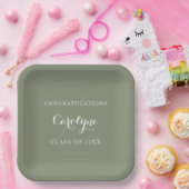 Modern Minimalist Sage Green Graduation Papieren Bordje (Feest)