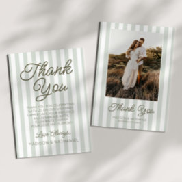 Modern Minimalist Sage Green Stripes Wedding Bedankkaart