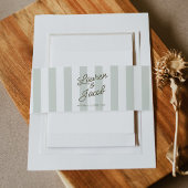 Modern Minimalist Sage Green Stripes Wedding Uitnodigingen Wikkel