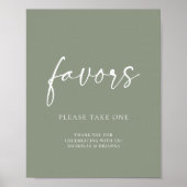Modern minimalist Sage Green Wedding Favors Poster (Voorkant)