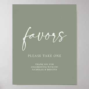 Modern minimalist Sage Green Wedding Favors Poster