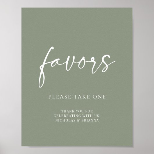 Modern minimalist Sage Green Wedding Favors Poster (Voorkant)
