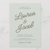 Modern Minimalist Sage Green Wedding Kaart (Voorkant)