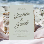 Modern Minimalist Sage Green Wedding Kaart