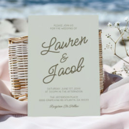 Modern Minimalist Sage Green Wedding Kaart