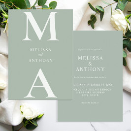 Modern Minimalist Sage Green Wedding Kaart