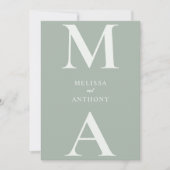 Modern Minimalist Sage Green Wedding Kaart (Voorkant)
