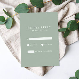 Modern Minimalist Sage Green Wedding  RSVP Kaartje