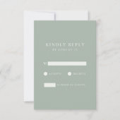 Modern Minimalist Sage Green Wedding  RSVP Kaartje (Voorkant)