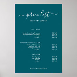 Modern Minimalist Salon Price List Sign for Beauty Poster