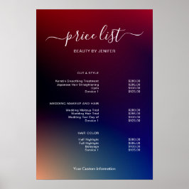 Modern Minimalist Salon Price List Sign for Beauty Poster