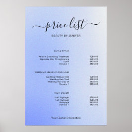 Modern Minimalist Salon Price List Sign for Beauty Poster