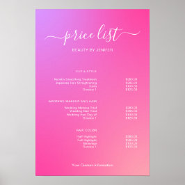 Modern Minimalist Salon Price List Sign for Beauty Poster