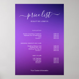 Modern Minimalist Salon Price List Sign for Beauty Poster