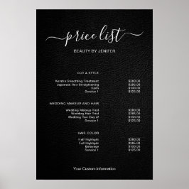 Modern Minimalist Salon Price List Sign for Beauty Poster