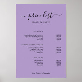 Modern Minimalist Salon Price List Sign for Beauty Poster