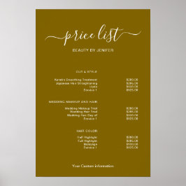 Modern Minimalist Salon Price List Sign for Beauty Poster
