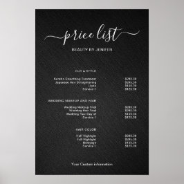 Modern Minimalist Salon Price List Sign for Beauty Poster