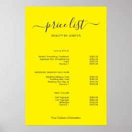 Modern Minimalist Salon Price List Sign for Beauty Poster
