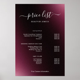 Modern Minimalist Salon Price List Sign for Beauty Poster